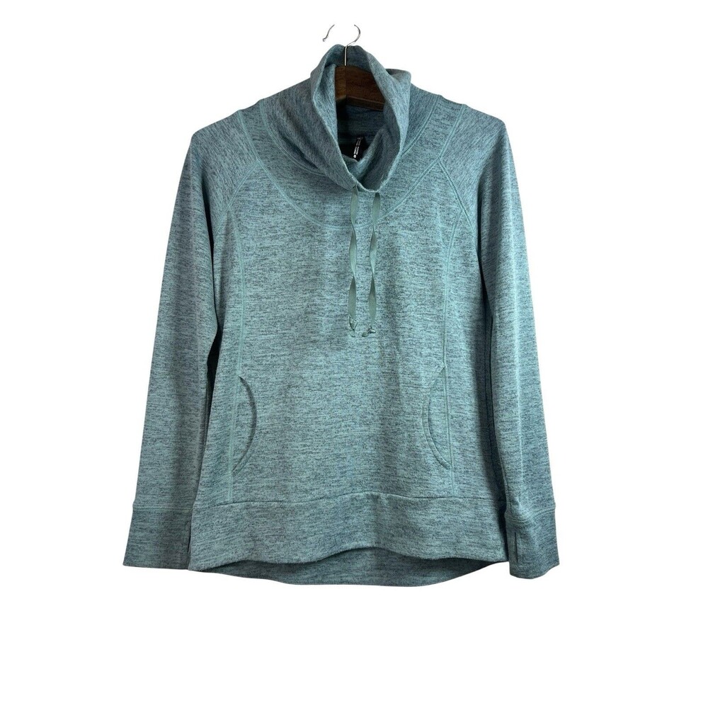 Kuhl Lea Sweatshirt Womens Green Cowl Neck Pullover Knit Pockets Hiking Sz S